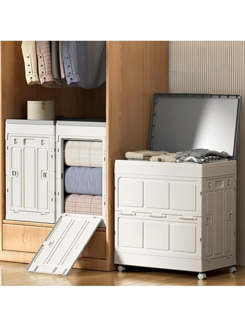 

Большой ящик для хранения одежды для спальни, тройная дверь, откидная крышка, шкаф для хранения, штабелируемый органайзер для домашнего использования, пластиковая коробка