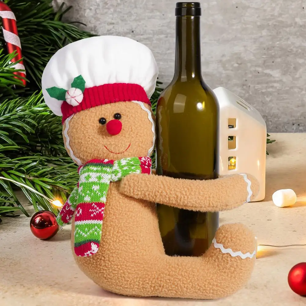 Plush Gingerbread Man Decoration Gingerbread Man Themed Christmas Accessory Gingerbread Man Doll Wine Bottle for Xmas for Xmas