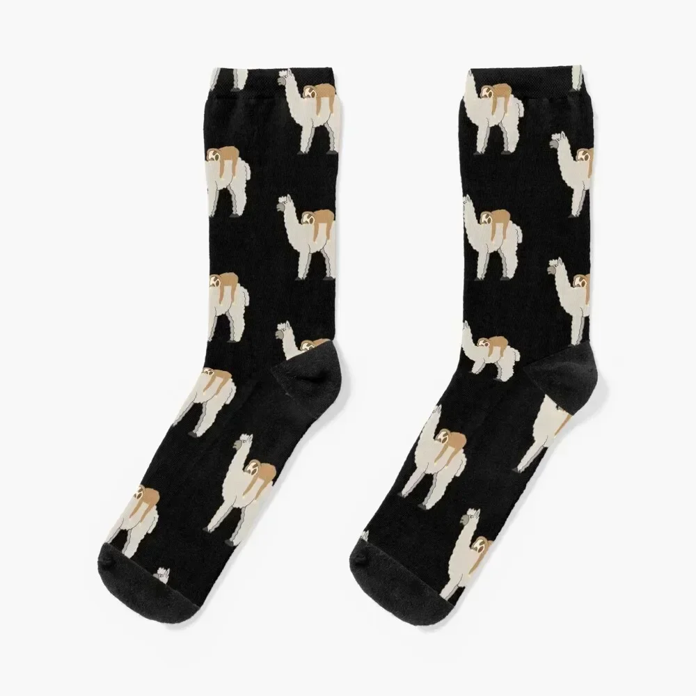 Sloth Riding Llama Adorable Lama & Sleepy Sloth Tile Pattern Socks Stockings compression Men's Boy Child Socks Women's