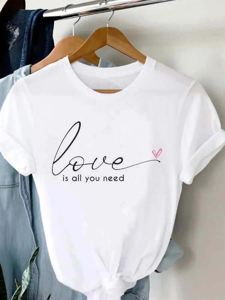 

100% Cotton Pure Love Sweet Printing Ladies T Women Female Cartoon Clothes Tee Top Clothing Fashion Casual Graphic T-shirts