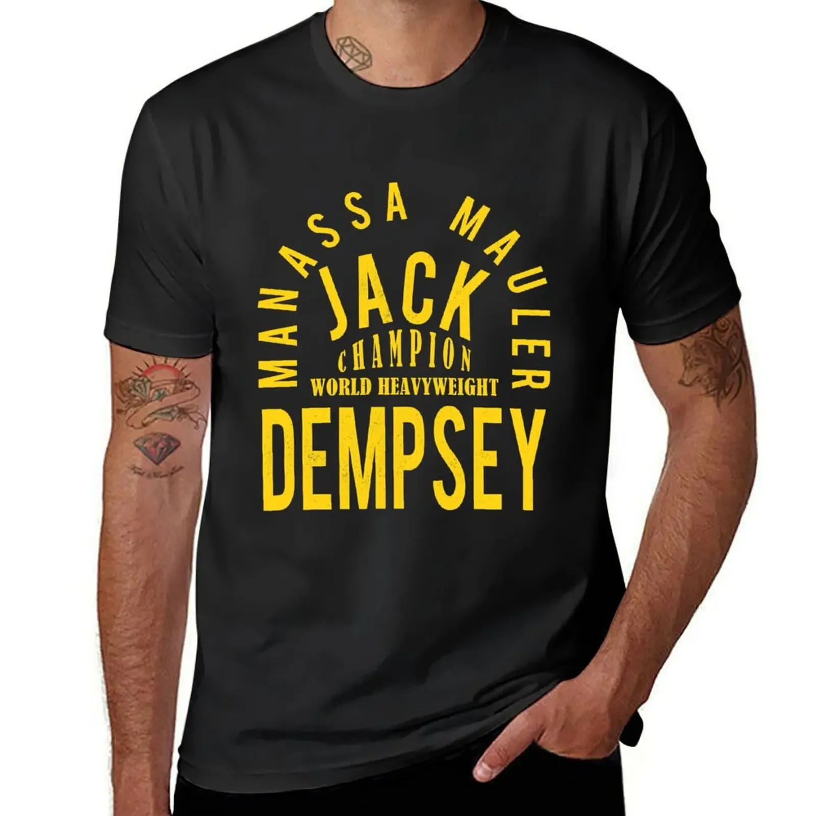 Jack Dempsey known as the Manassa Mauler in yellow T-Shirt graphics plus sizes Men's t-shirt