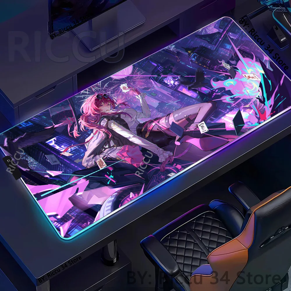 

RGB HD Honkai Kafka keyboard Accessories MousePad Mouse Stand Lock Desk Hentai Mouse Pad Mat Rubber Pad XXL Super Big Large Edge