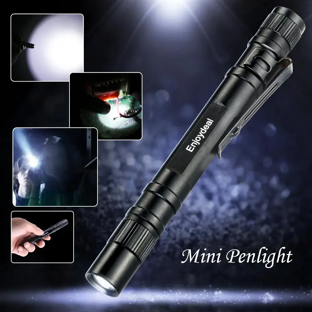 Mini LED el feneri Penlight 1000 lümen lamba klip küçük fenerleri Torch açık kamp cep kalem ışıkları acil fener