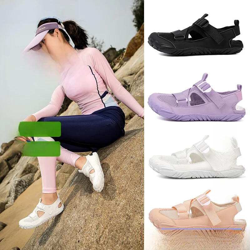 女性用アウトドアハイキングシューズ-通気性-速乾性-滑り止め-ビーチやキャンプ、トレッキングにも使える-サポート力と衝撃吸収性