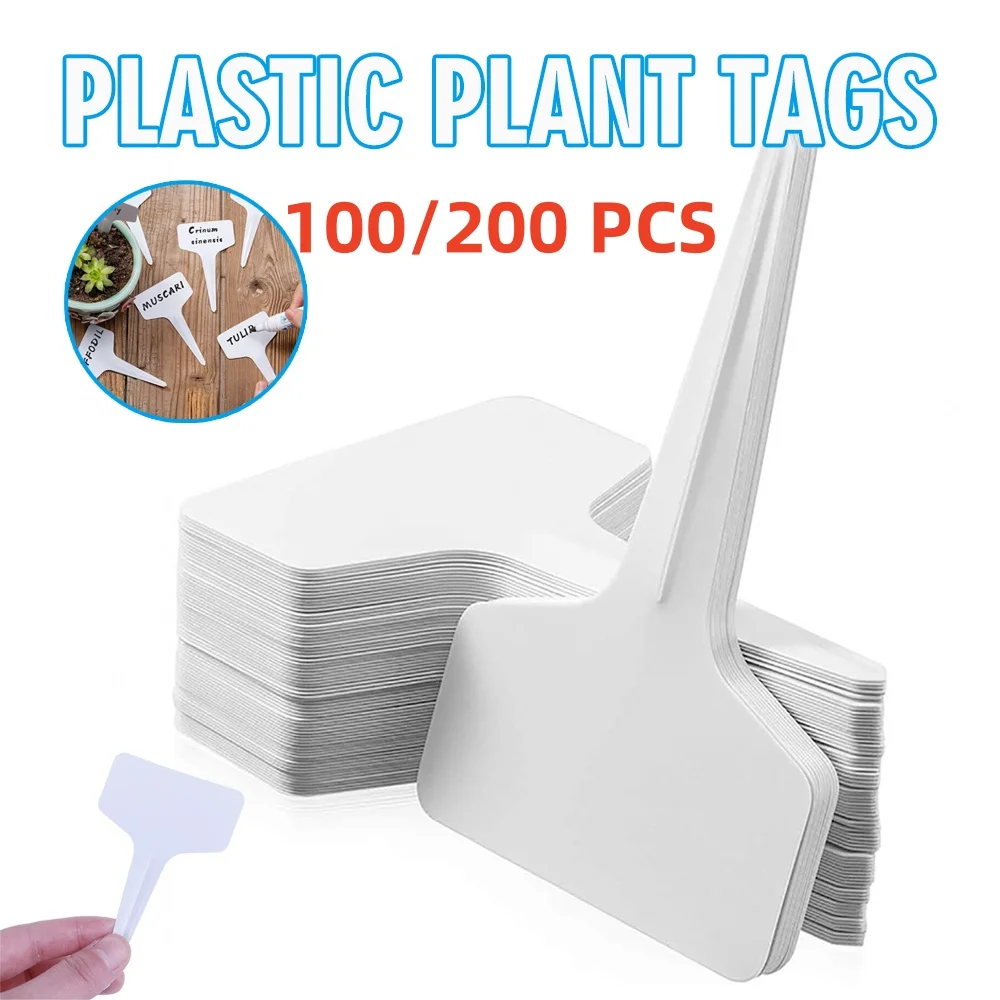 100/200PCS Plant T-Shape Plastic Labels Tags Flower Seed Varieties Tagging Marker Garden Tags Nursery Marker For Plant Sign