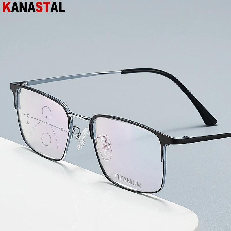 

Men Multifocal Reading Glasses Women Progressive Presbyopic Eyewear Blue Light Blocking Lenses Pure Titanium Eyeglasses Frame