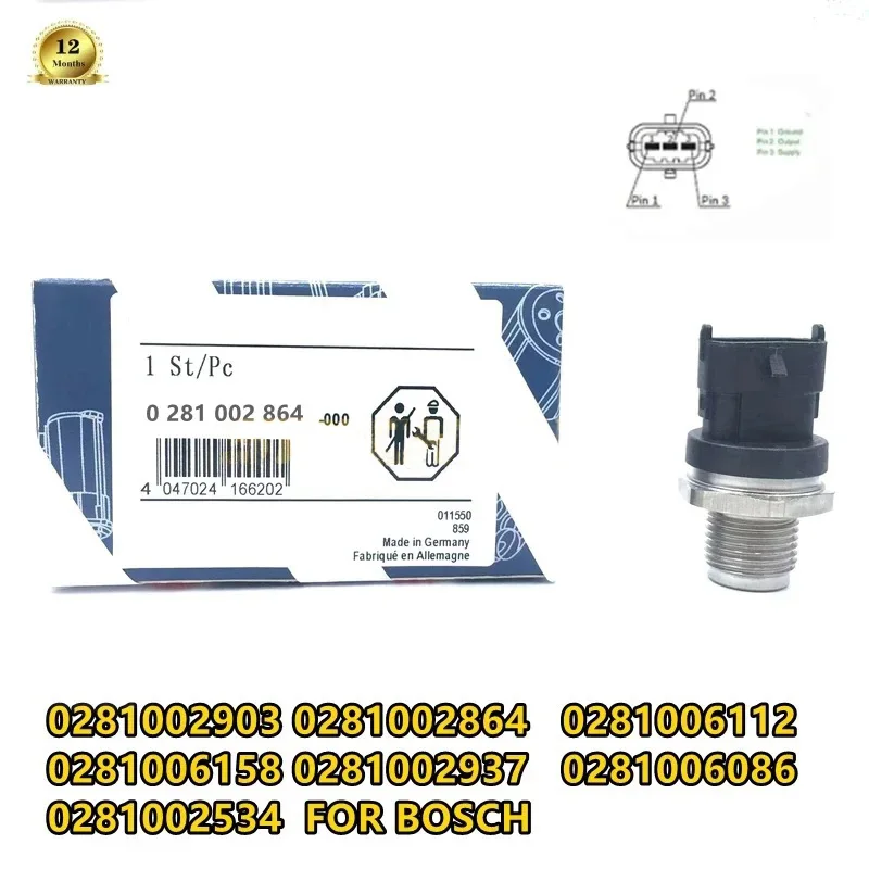 Fuel Rail High Pressure Sensor Common Injection 0281006158 0281002864 0281002707 20792328 For IVECO OPEL VAUXHALL SAAB VOLVO