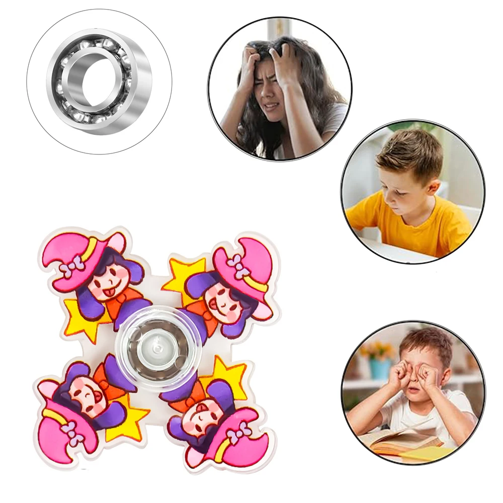 16 pçs novo halloween fidget spinner festa favores dos desenhos animados fantasma abóbora aranha web girando topo ansiedade tdah alívio figets brinquedo