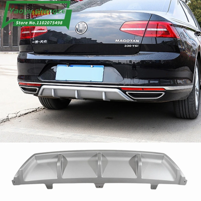 For Volkswagen Passat B8 2017 2018 2019 ABS Black Sliver Rear Bumper Lip Trunk Spoiler Rear Diffuser Protector Car Styling