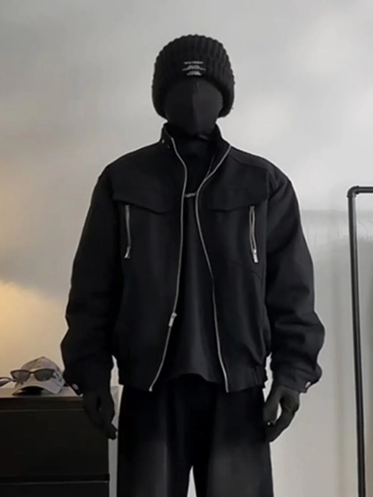 

Cleanfit American Sle Canvas Jaet Men's Bla Snake Skin Autumn Winter Workwear Cotton Coat Youth Faion Stand Collar Zi...