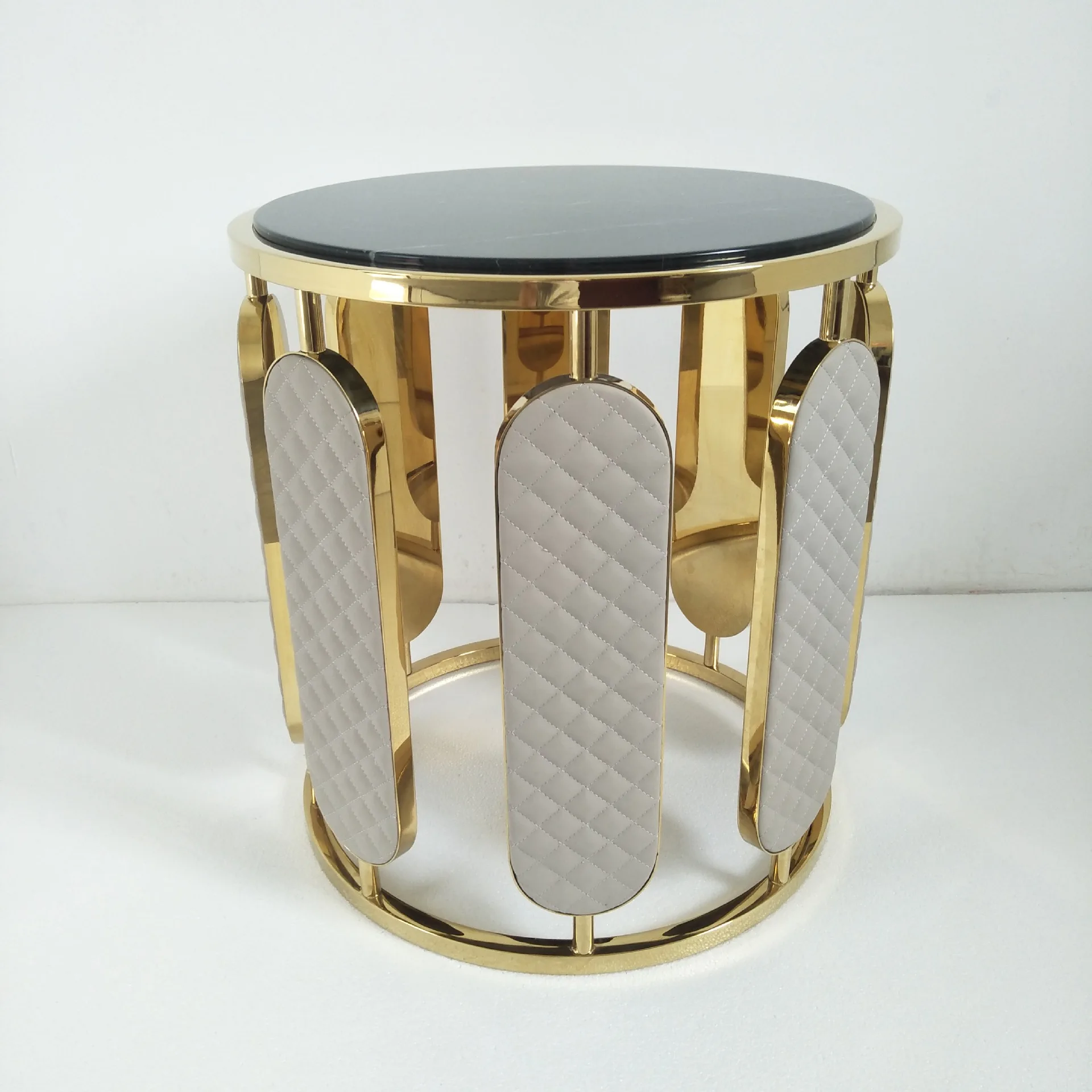 Light luxury simple stainless steel corner few modern exquisite marble countertop round edge few