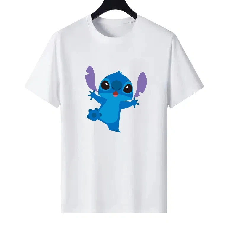 

Disney Stitch Pattern Woman Round Neck Parent-child Clothing Retro Tops Ladies Cheap Y2k Short Sleeves T-Shirt Men Sweatshirts