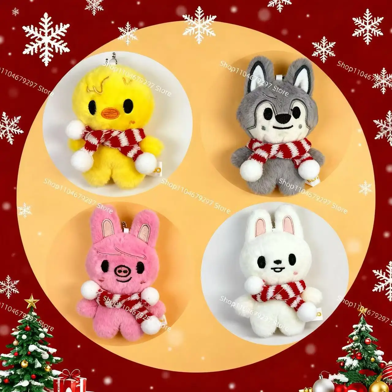 SKZOO الضالة الاطفال المفاتيح وشاح أحمر وأخضر مع كرات صوفية SKZOO المشجعين الشتاء جو جديد عيد الميلاد هدية للأطفال #1