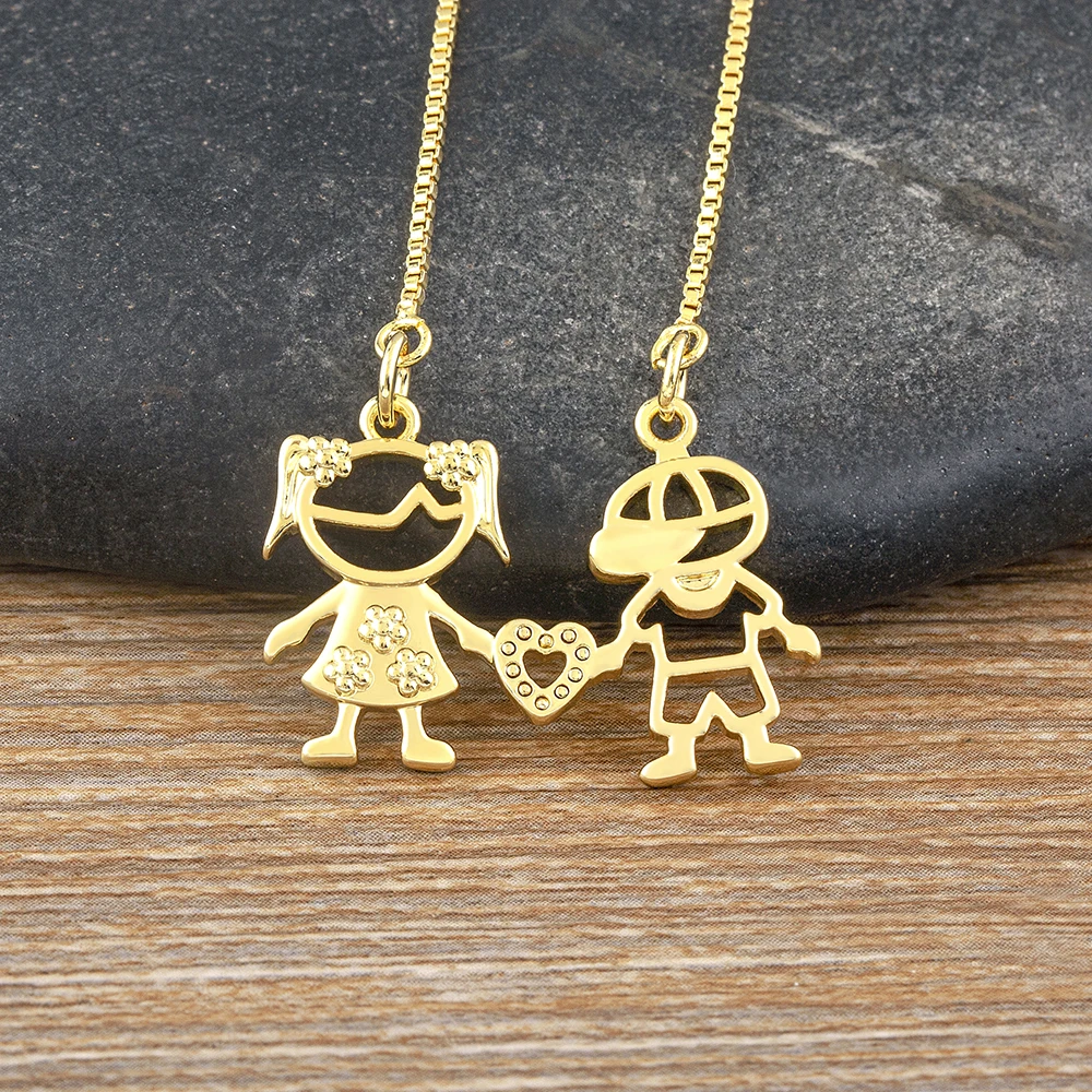 Nidin New Trendy Love Heart Shape Girl Boy Shine Zircon Pendant Necklace For Women Female Chain Choker Jewelry Mother\'s Day Gift