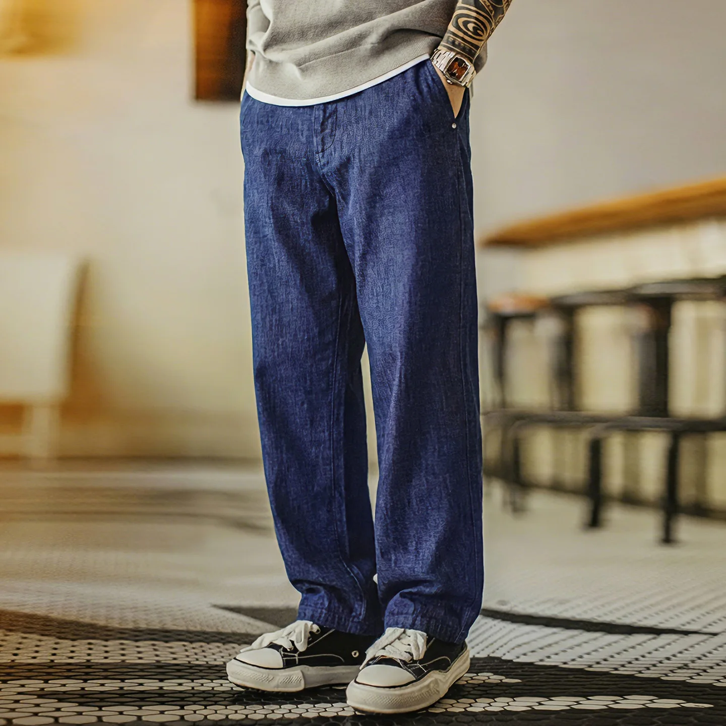 

Мужские широкие джинсы Maden: свободные прямые джинсовые брюки в винтажном стиле, легкие повседневные рабочие штаны для весны и лета