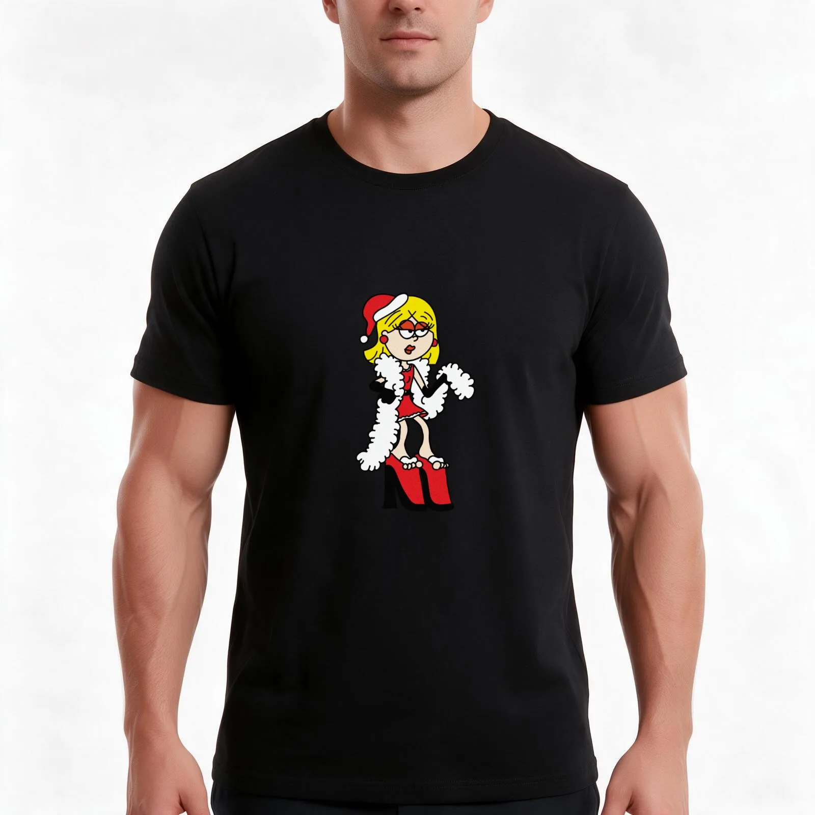 lizzie mcguire xmas T-Shirt, Summer Casual Cotton Tee, Oversized Streetwear Tops, Vintage Graphic Print, Loose Fit Short Sleeve