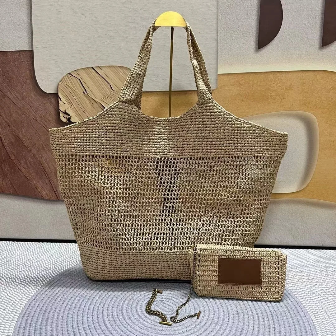 Bolso de mano tejido de paja para mujer, bolsa de un solo hombro, para compras, primavera y verano, novedad de 2024