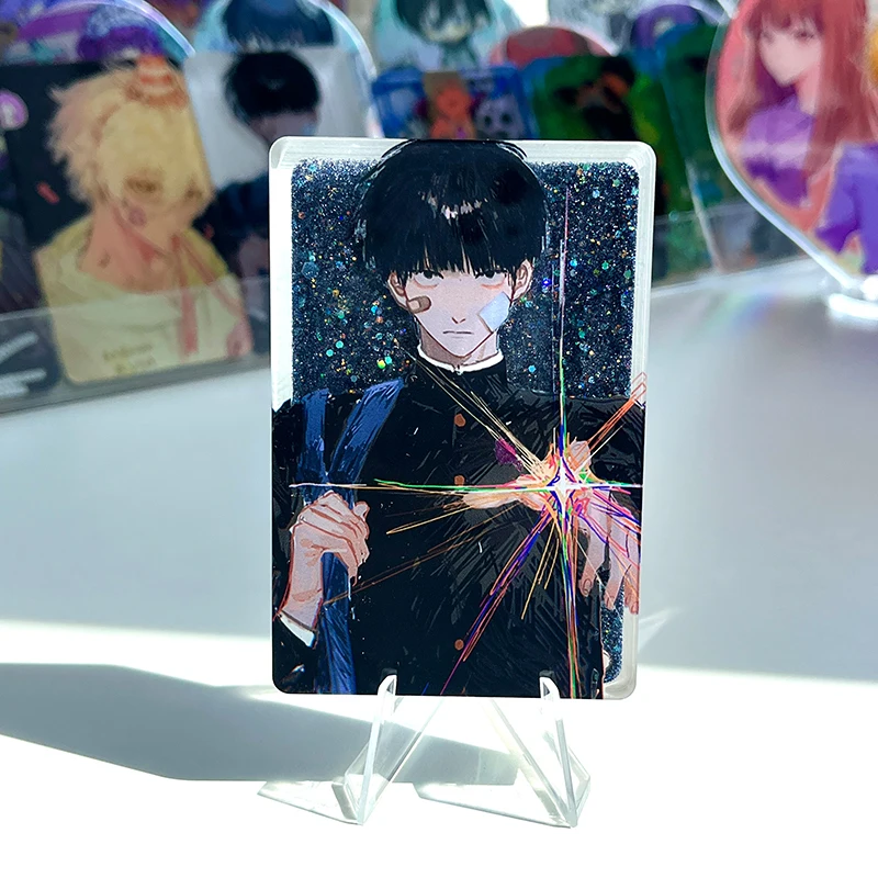 Anime Mobu Saiko Hyaku Mob Psycho 100 Kageyama Shigeo Cosplay Quicksand Mahjong Keychain Badge Standing Sign Coloured Paper Gift