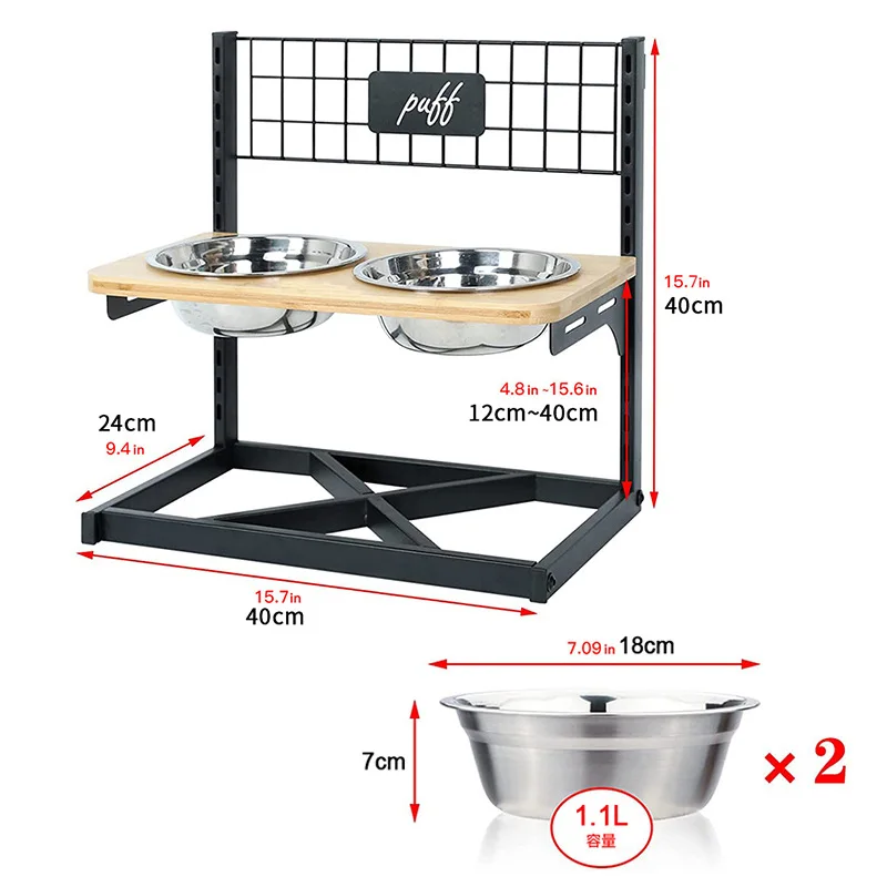 Elevated Dog Bowls Raised Pet Bowl with 2 Stainless Steel Bowls Pet Feeder Dog Food Bowls for Cats Puppy Small Medium Large Dogs