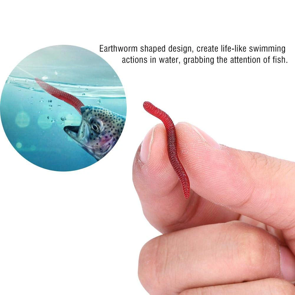 50PCS/100PCS/200PCS Worm Soft Fishing Lure Baits Bloodworm Grub Worm Artificial Fishing Worm Bait For Pike Zander Fishing