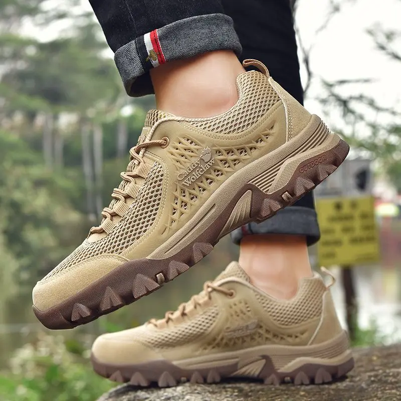 

2026 New Arrival Hiking Sneakers Mesh Breathable Climbing Men Shoes Non-Slip Mountain Men Trainers Wearable Outdoor Walking Shoe
