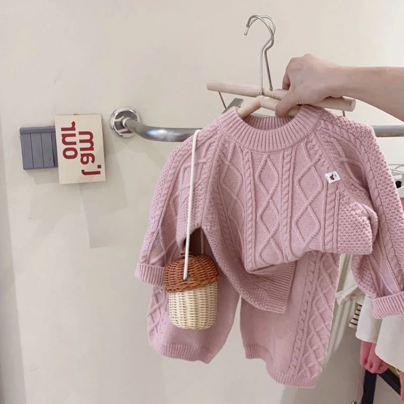 

0-4 Yrs Knitting Pullover Girls Clothing Sets Girls Boys Suit Fall Baby Boys Winter Sweater+Pants Infant Boys Tracksuits