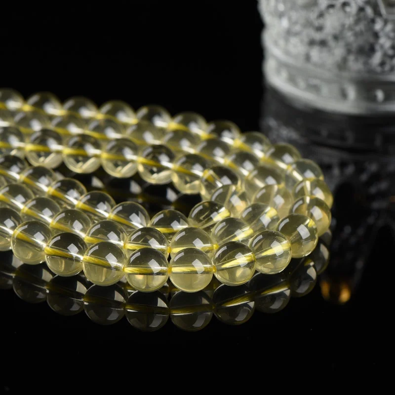 High Quality Natural Citrine Loose Beads,4 6 8 10 12mm Lemon Yellow Crystal Bead For Jewelry Making Diy Bracelet Accessories