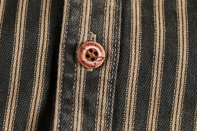 2026 Neue Amerikanische Retro Gestreifte Hemden für Herren Langarm Gewebte Baumwolle Gewaschene Arbeitsjacke Streetwear Lässige Oberteile – Detail 9