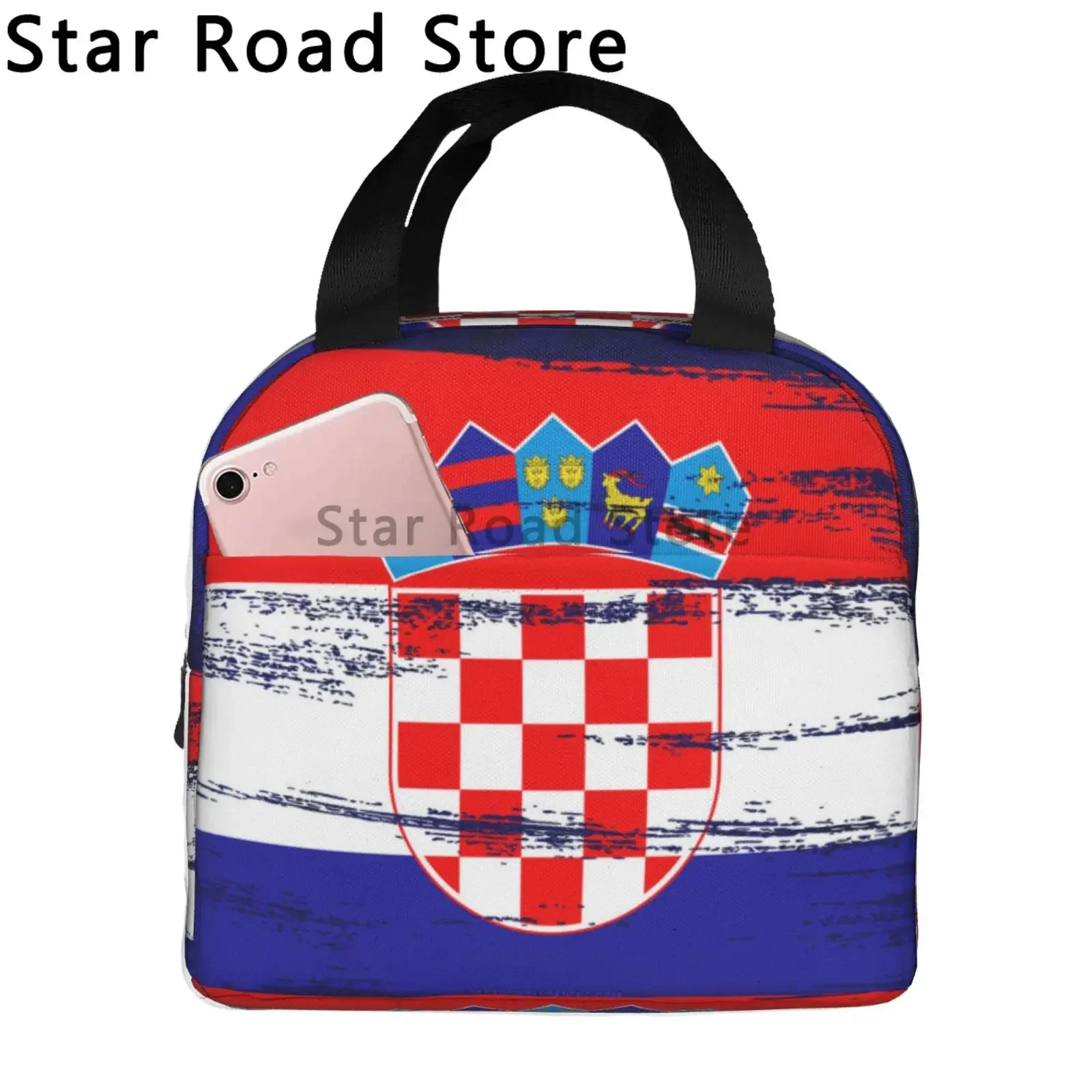 Flag of Croatia Thermal Insulated Lunch Bags Croatian Patriotic Proud Portable Lunch Container for Outdoor Camping Food Box