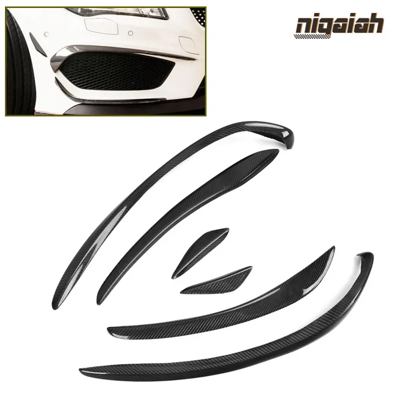 

6pcs W117 Front Bumper Splitter Lips Carbon Fiber Side Fender Spoiler for Mercedes Benz CLA Class W117 CLA220 CLA260 2014-2016