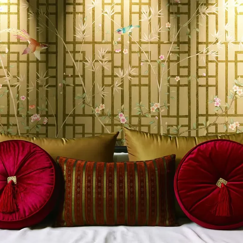 Gilded Hand-made Non-woven Chinese Traditional Wallpaper