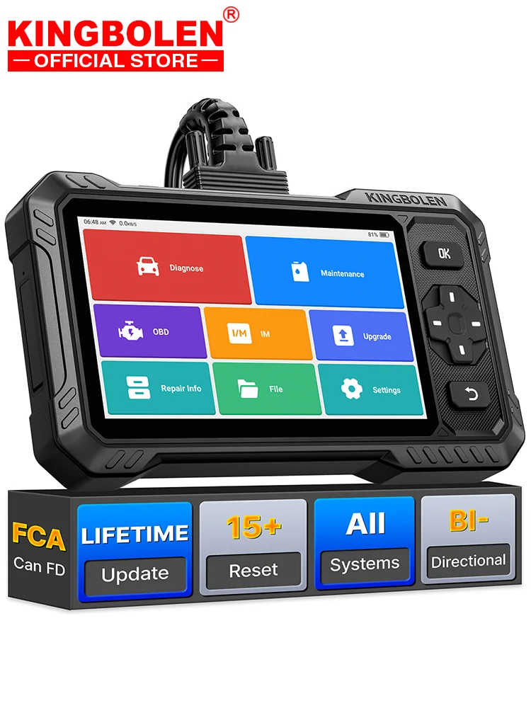 [Lebenslanges kostenloses Update] KINGBOLEN S6 ELite CAN FD Alle Systeme Auto-Diagnosewerkzeuge Bidirektionaler Test Auto-OBD-Scanner 15 Reset-Funktionen