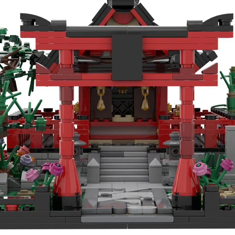 Stadt Straße Ansicht Modell Moc Bausteine kleine Shinto Schrein Technologie modulare Blöcke Geschenke Weihnachts spielzeug DIY Sets Montage