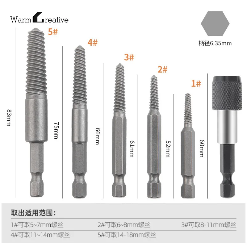 Hexagonal Handle Broken Thread Extractor Single End Fine Teeth Reverse Damaged Thread Removal Tool Sliding Thread Screw Extracto