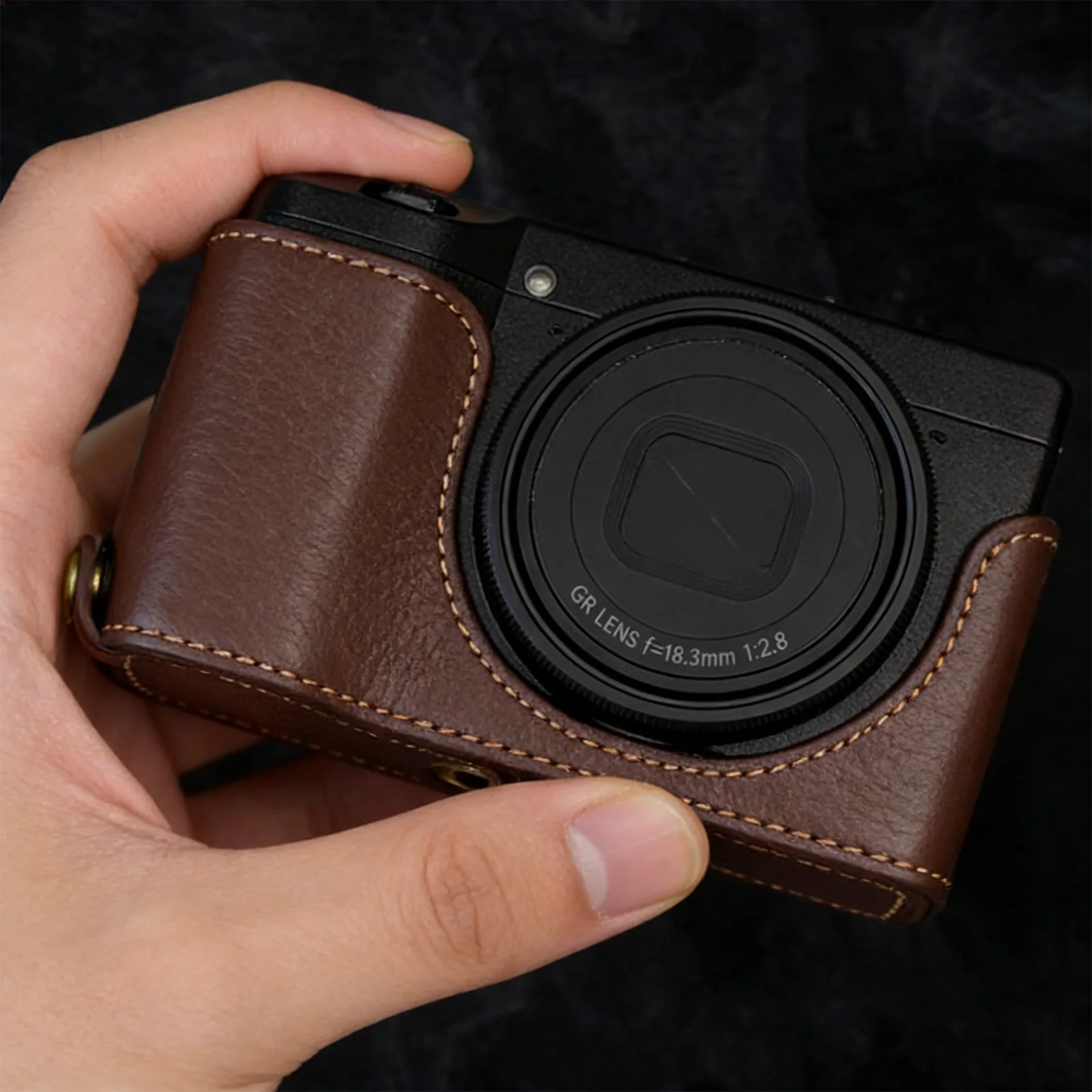 For Ricoh GRIII GR3 Case Genuine Leather Cowhide Bag Protective Case GR3 Half Case Vintage Leather Bag GR3 GRIII Camera Bag