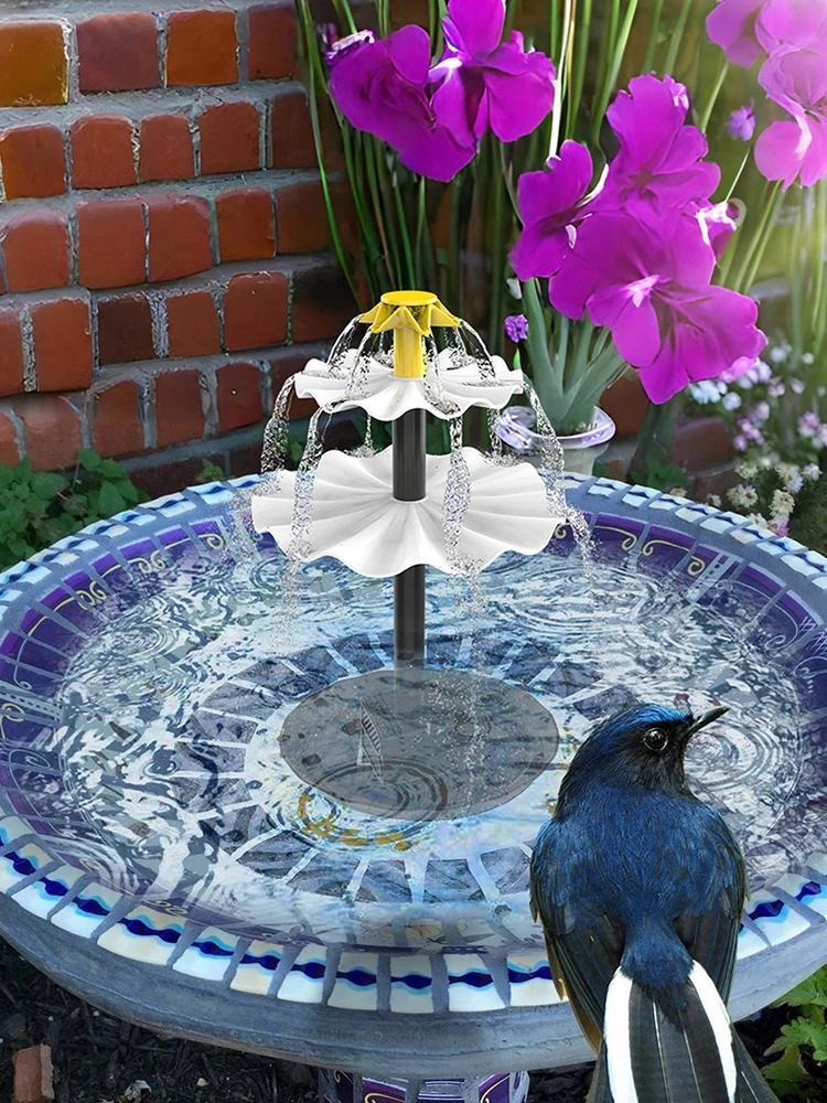 

3 Tiered Solar Bird Bath Fountain W/ Solar Panel Decorative Fountain Water Fountain with Birdbath for Garden Patio Yard and Deck