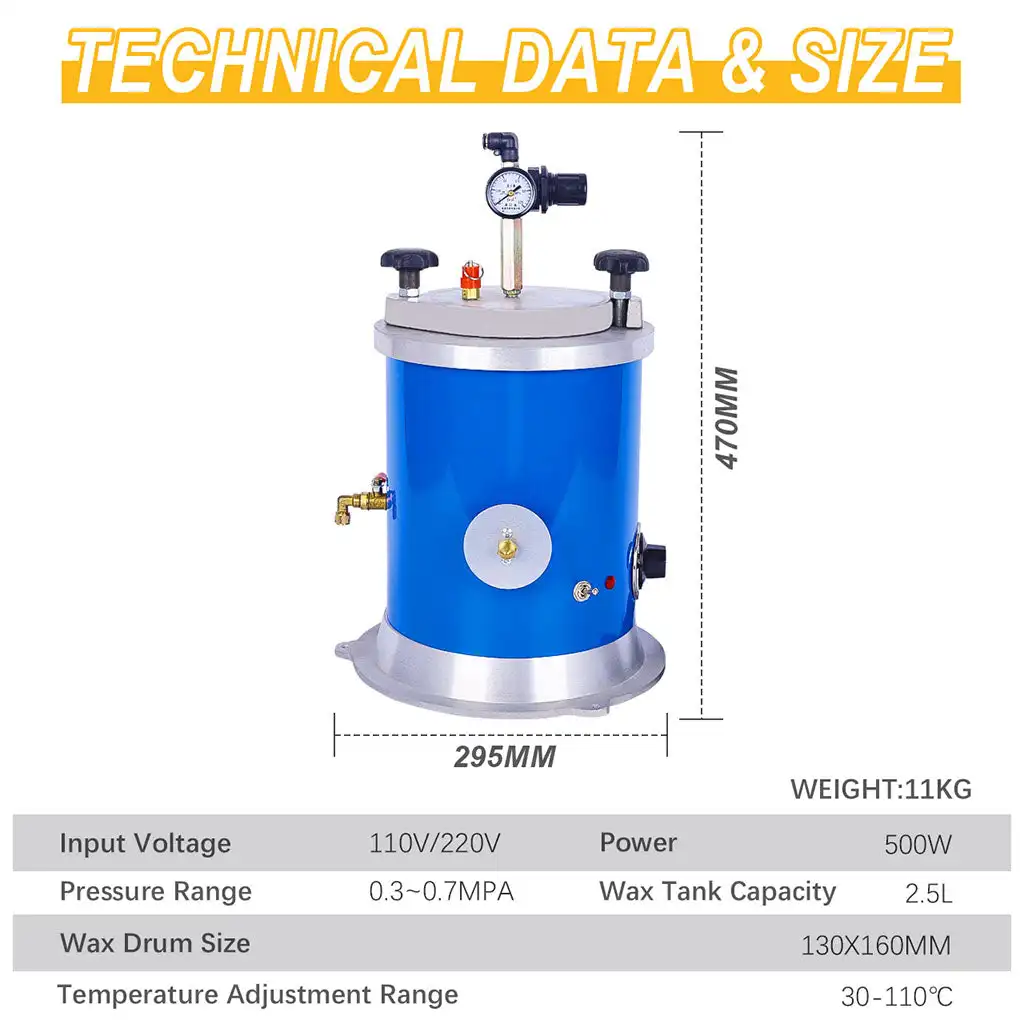 آلة صب فوهة مزدوجة ZL-500 5.5LB حقن الشمع للمجوهرات 500 واط آلة صب الشمع فوهة مزدوجة حاقن الشمع