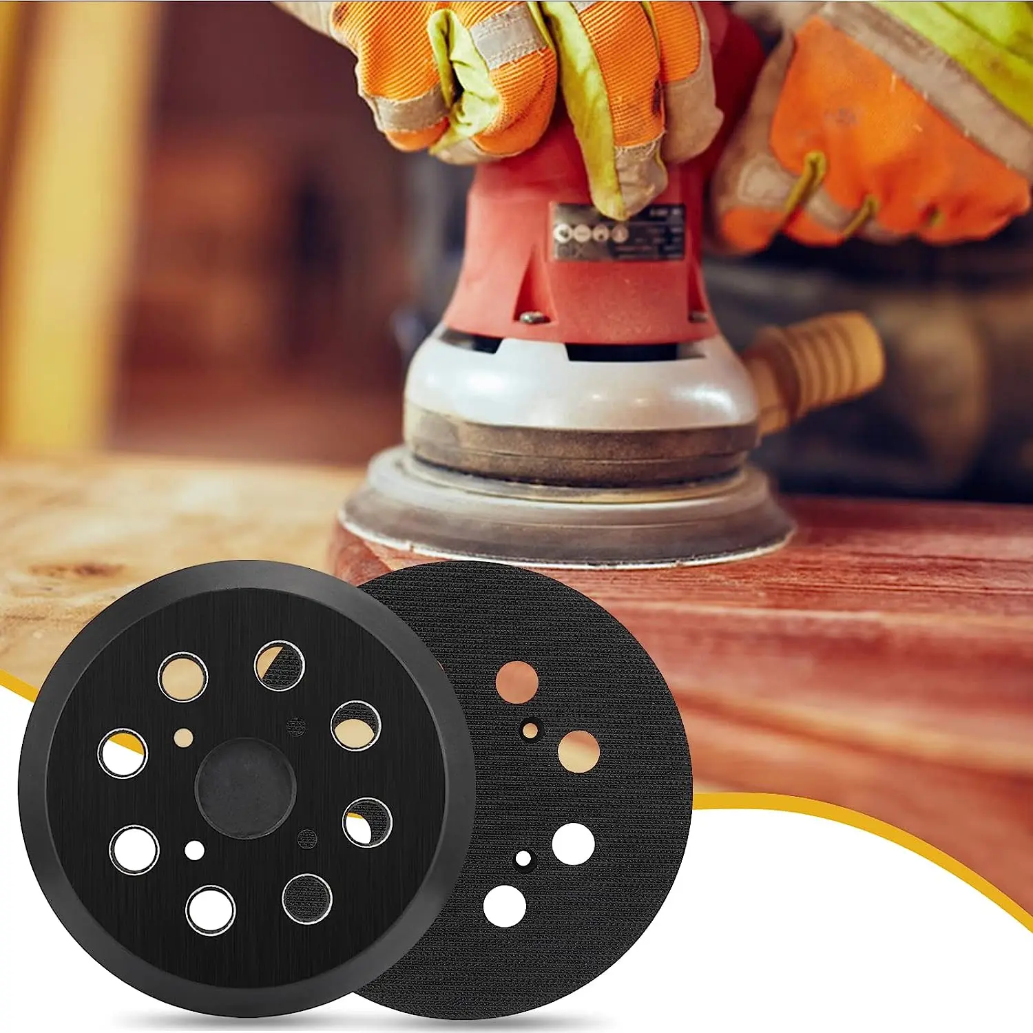 Tampone di ricambio per levigatrice 2 pezzi 5 in 8 fori Hook and Loop parti del tampone abrasivo orbitale per accessorio per lucidatura levigatrice orbitale