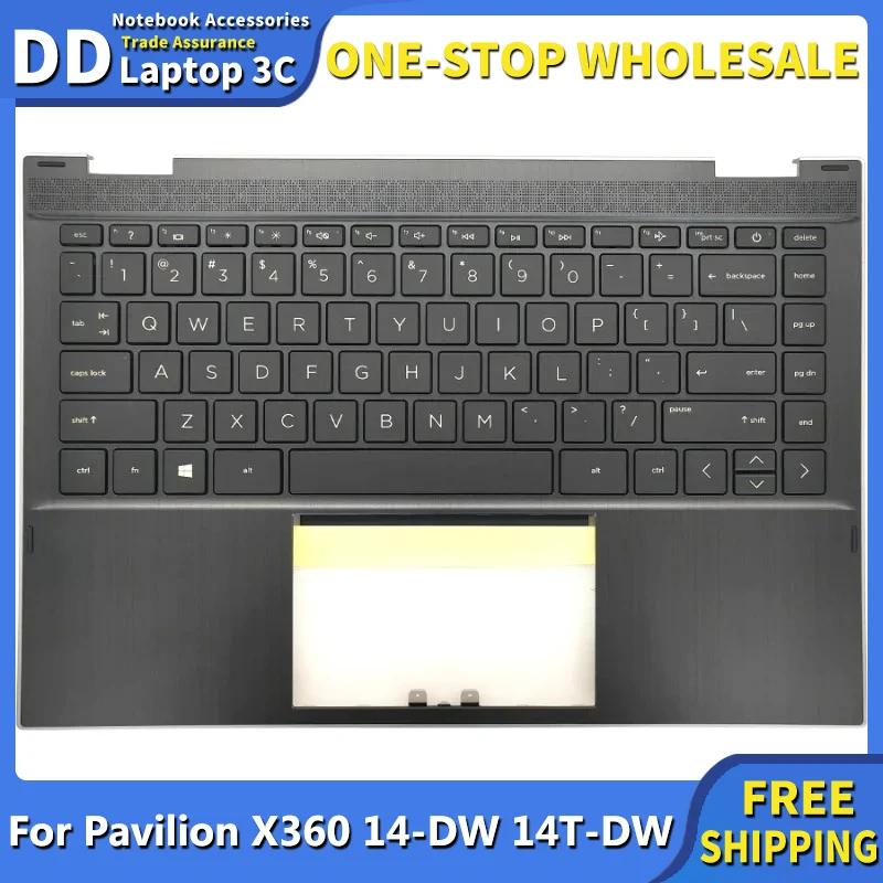 

Brand New UK Keyboard For Pavilion X360 14-DW 14T-DW Series Laptop Palmrest Upper Cover Top Case Keyboard Replacement Black