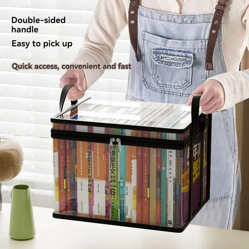 Foldable Portable Transparent Book Organizing Box Student Classroom Dormitory Household Large Capacity Textbook Storage Bag