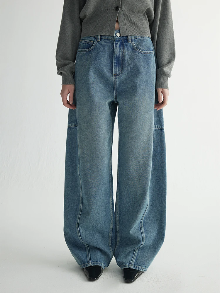 Casual Style Jeans HaveRice Restaurant Spray  Coast Light Blue Versatile Leg Shaping Knife Washed Cowhide Jeans for Women