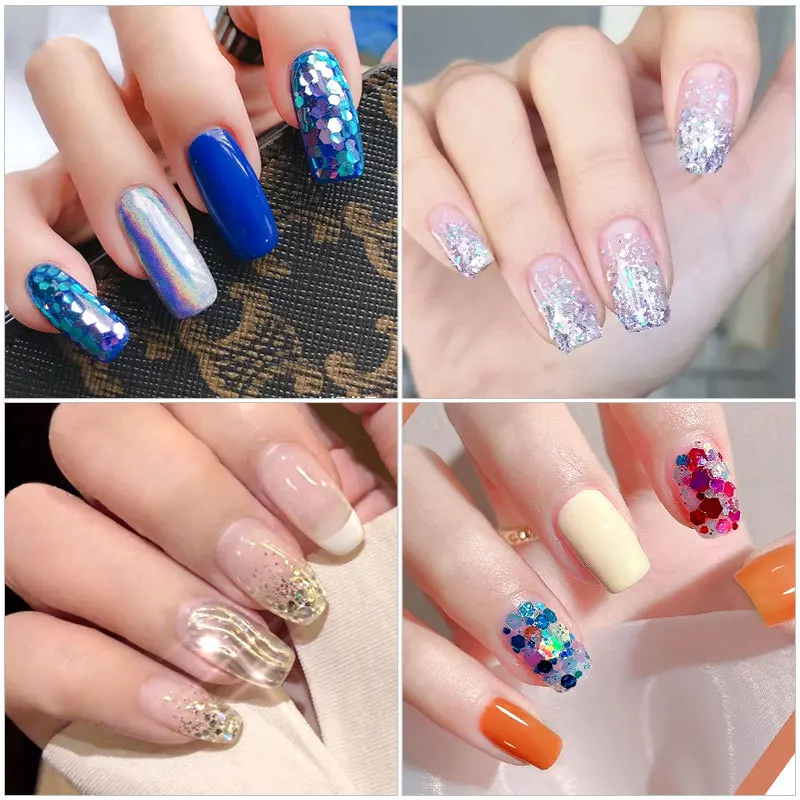 12 butelek na zestaw kolorowe paznokcie brokat w proszku Ultra cienka paznokci cekiny 3d akrylowe płatki do DIY paznokci projekt Manicure dekoracje