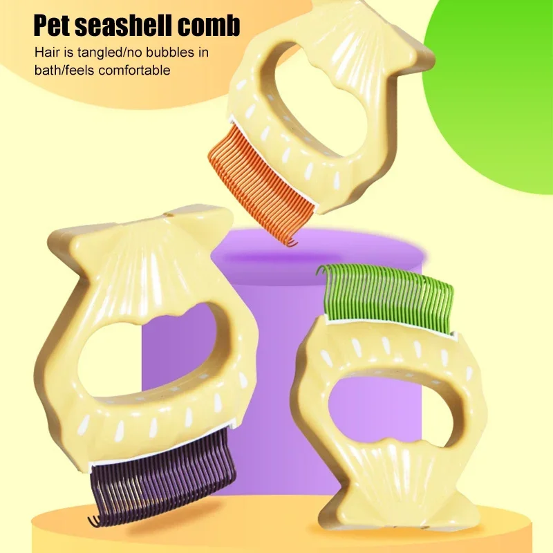 

1Pc Pet Cat Comb Massage Brush Shell Shaped Handle Pet Grooming Massage Tool To Remove Loose Hairs For Cats Cleaning Supplies