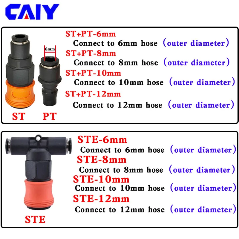 C Type Quick Connector Plastic Steel Pneumatic High Pressure Coupling 6mm 8mm 10mm 12mm PU Tube Air Pipe Gas Pump Compressor