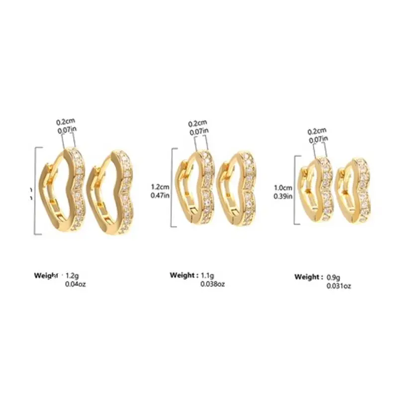 Small Heart Hoop Earrings Women Luxury Micro Paved CZ Crystal Earrings Gold-Color Girls Fashion Party Jewelry Gifts