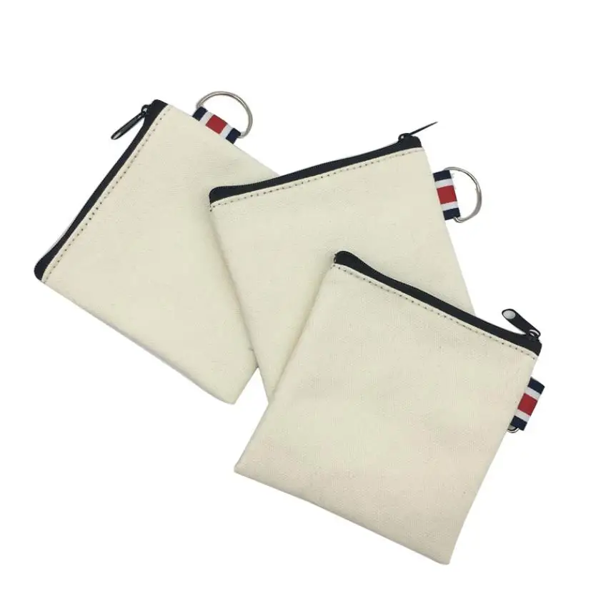 

100pcs blank canvas zipper pouches cotton cosmetic Bags makeup bags Cotton canvas coin purse ni16