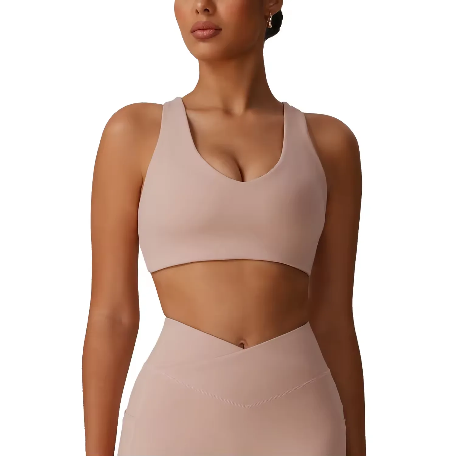 Women's New Arrival Cross-Back Yoga Tank Top High Support Padded Sports Bra with Slimming Design Gym Wear Crop Top for Training