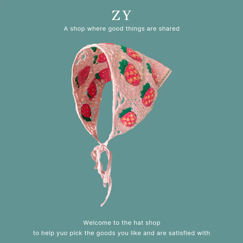 Knitted Head Wrap Women Triangle Hair Band Pastoral Style Premium Summer Outing Sweet Cute Soft Lightweight Multicolor Medium