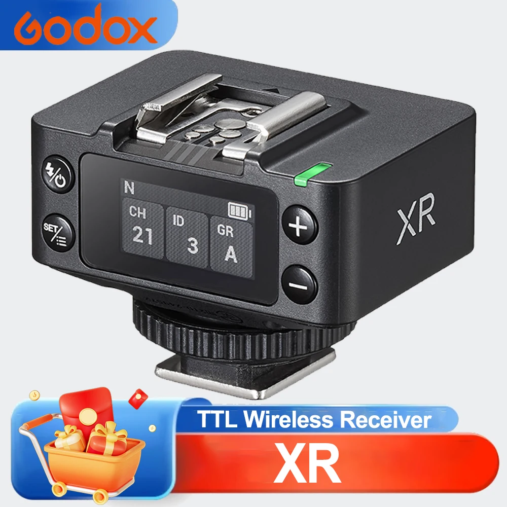 

Беспроводной приемник Godox XR TTL с дальностью действия 100 м, беспроводная синхронизация 2.4 ГГц с X3 и X3Pro для Canon R7, Nikon D4, Sony
