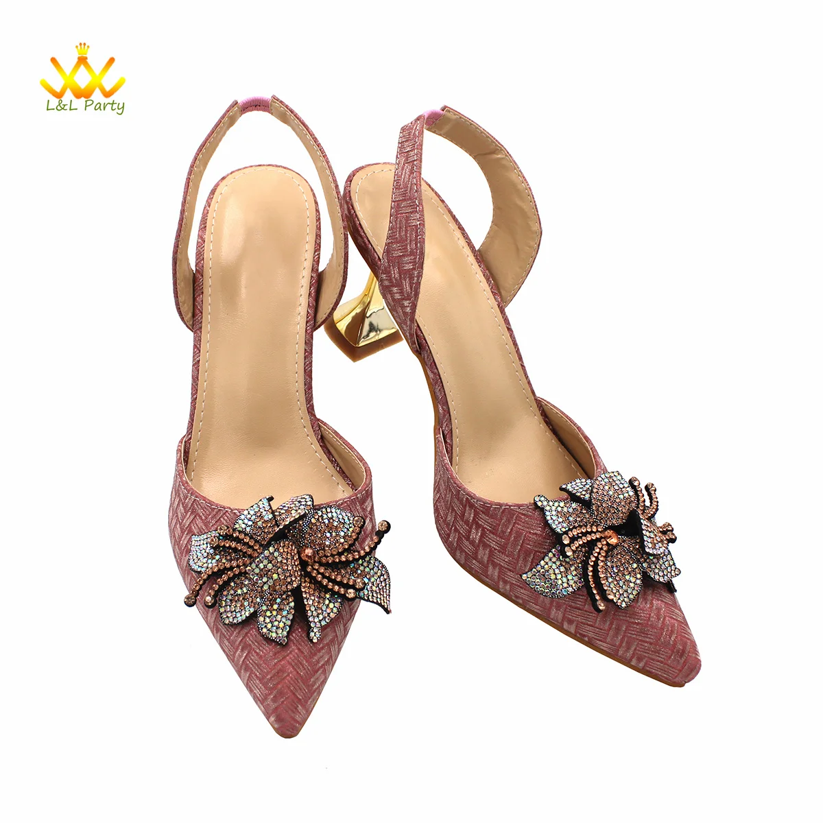 Watermelon Red Pointed Toe Comfortable Shoes Matching Bag Set For Nigerian Women Wedding Party Sandals